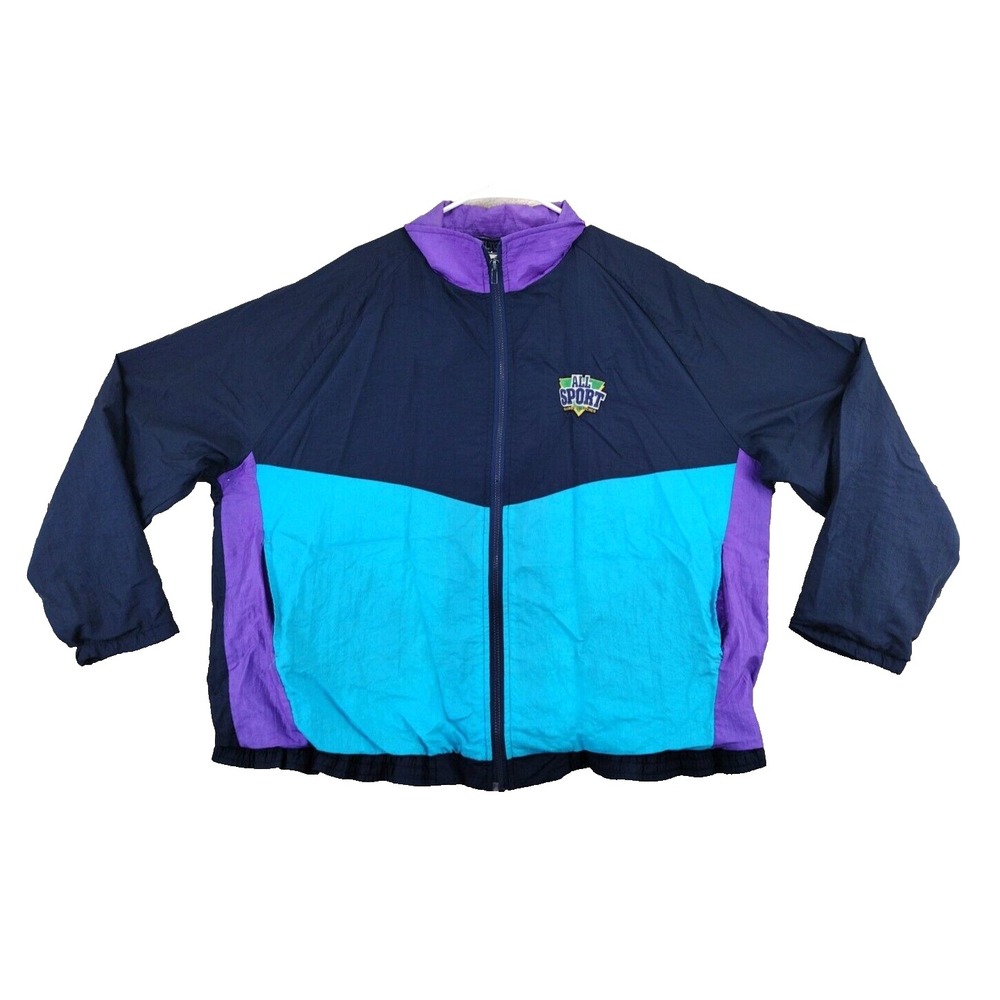 Vintage Hilton All Sport Colorblock Nylon‎ Windbreaker Jacket XL 90s Y2K